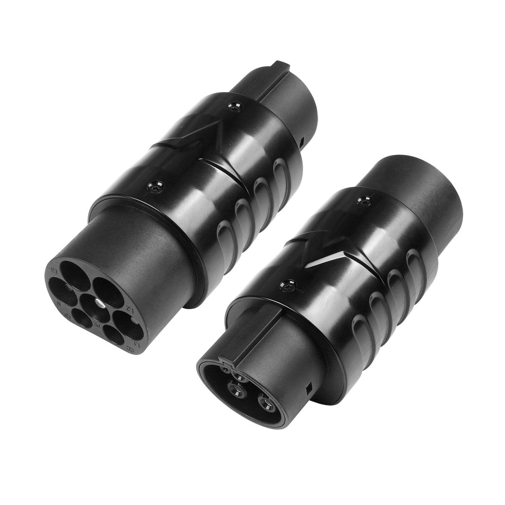 Type 2 į Type 1 J1772 adapteris elektromobiliui Europoje